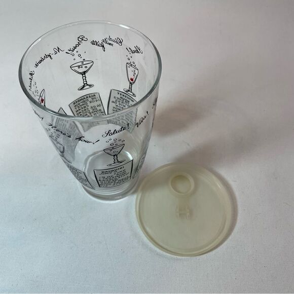Vintage MCM Atomic Age cocktail recipe mixer cup with lid - Picture 4 of 9